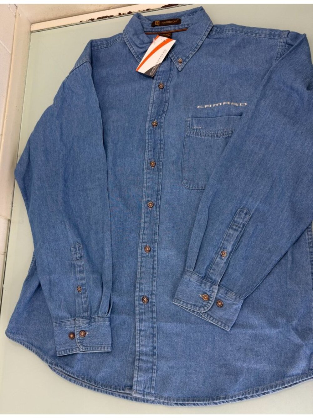 New Chevy Camaro Denim Shirt Men's Medium M Button Up Long Sleeve Jay Leno NWT